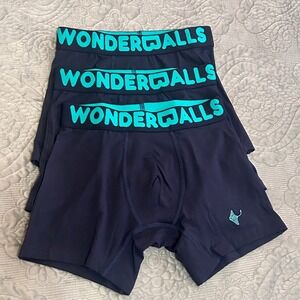 WONDERWALLS Mens Boxer Briefs Navy Blue Stingray Pima cotton Form Fitting Small